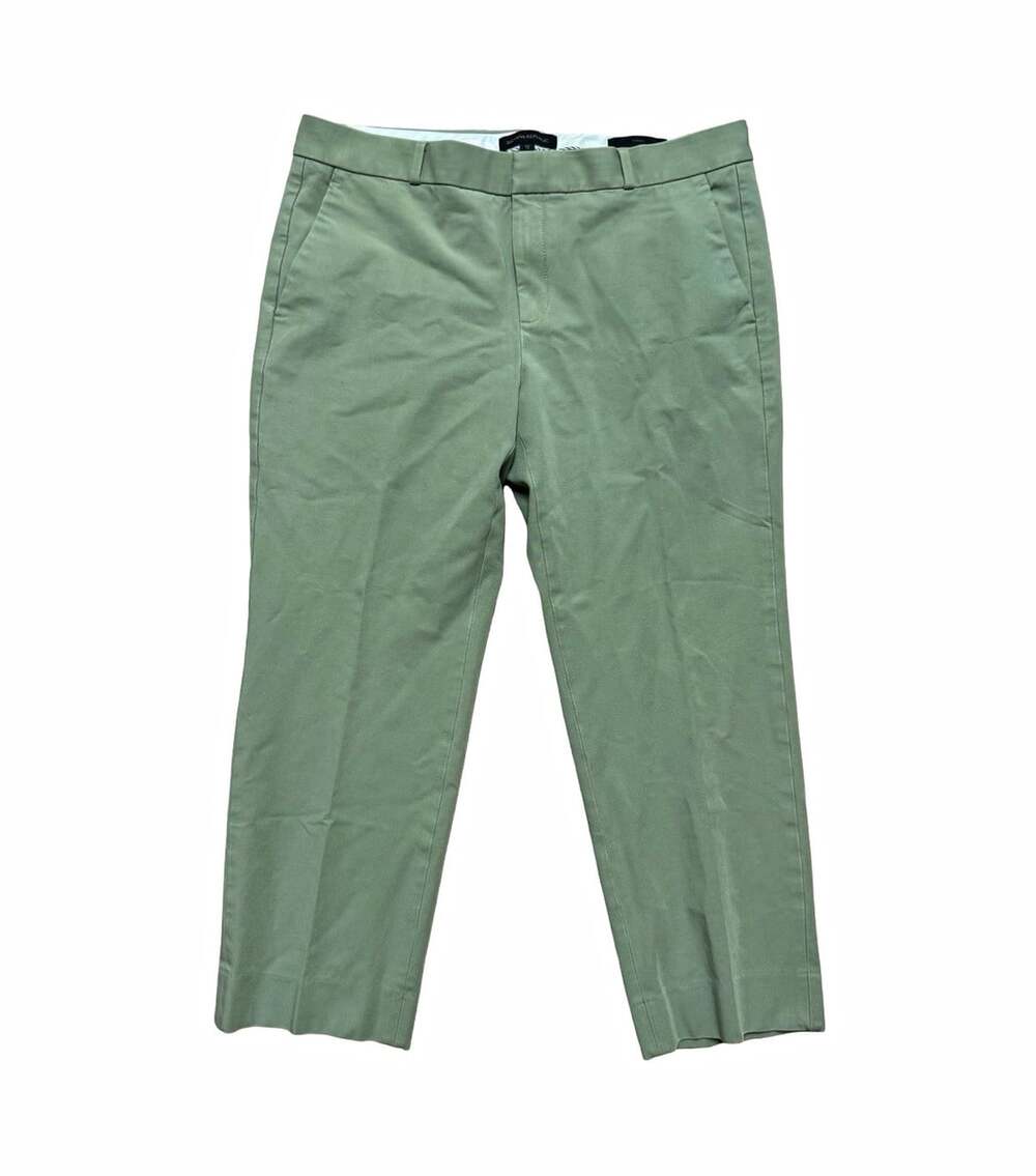 Banana Republic Women's Green Solid Straight Leg Flat Front Dress Pants 12